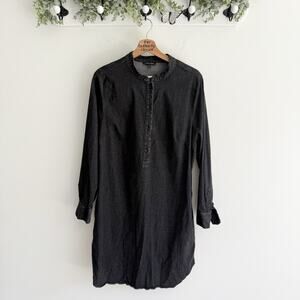 Universal Standard Casual Long Sleeve Button Down Mini Dress Black Size Small